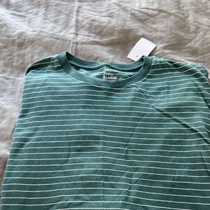 J. Crew Teal and White long sleeve Striped Tee